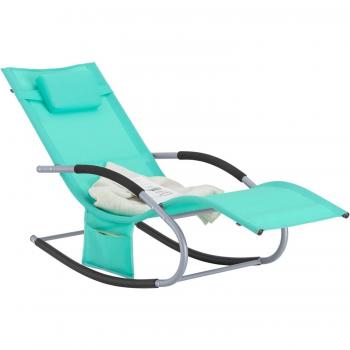 Chaise longue pliable aluminium SoBuy OGS28‑TB – turquoise, usage extérieur