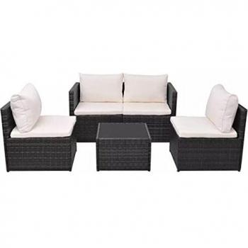 VidaXL Gartenmöbel Sitzgruppe, 5-tlg. aus Poly Rattan mit Polsterung