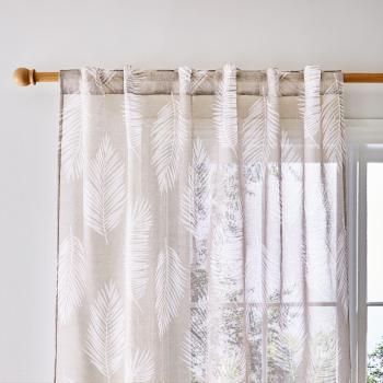 Catherine Lansfield Palm Leaf Natural Voile Curtain Panel
