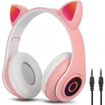 Casque sans Fil Sendowtek pour Enfant avec Microphone Stéréo (Rose)