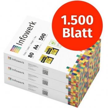 Infowerk Papier A4 80g Blanc 1500/3, Qualité Premium PEFC