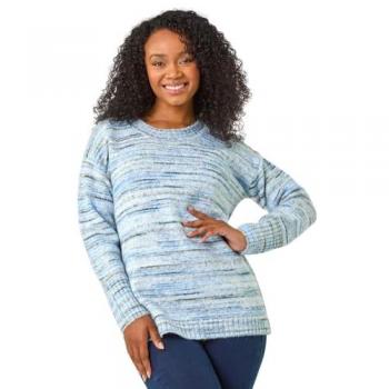 Roman Blue Petite Space Dye Knit Jumper – Blaues Mini‑Space‑Knit-Pullover