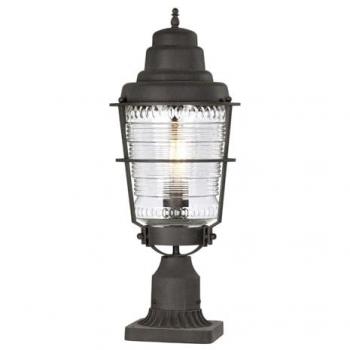 LICHT-ERLEBNISSE Sockelleuchte Aluminium Glas 55,4 cm hoch IP44 Zink verwittert E27 Vintage Stehlampe außen