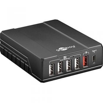 Goobay 71808 PowerHub 6‑en‑1 Negro con Smart Charge