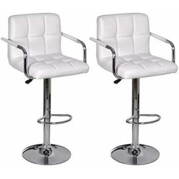 Sillas Altas de Bar 2X – Taburetes con Reposabrazos Blancos (VidaXL)