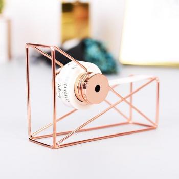 Elegant Rose Gold Washi Tape Cutter with Metal Storage Tray