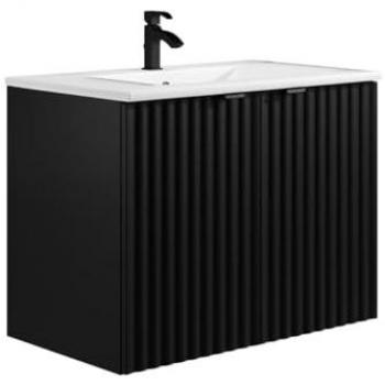 Bureau de Bain Noir Strié – Vasque Intégrée