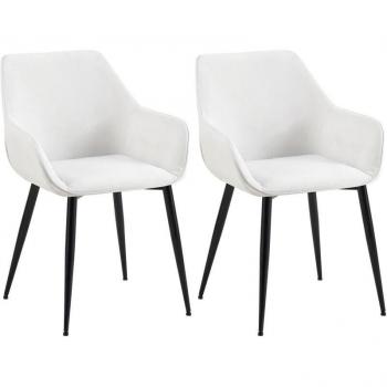 Paire de chaises de salle à manger confortables avec accoudoirs en tissu crème
