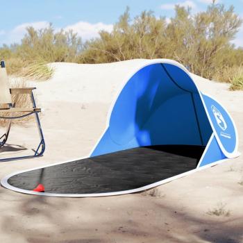 Tente de plage bleue azurée, abri extérieur, camping, jardin