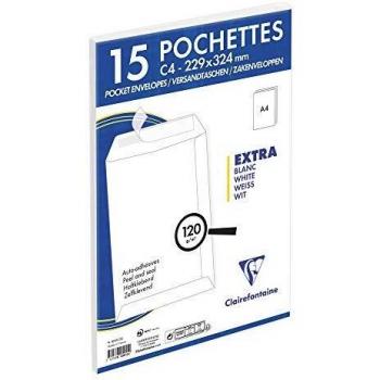 Pochettes blanches auto-adhésives 22,9x32,4 cm
