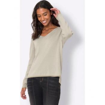 HEINE Damen Pullover V‑Ausschnitt – Ecru, Größe 40
