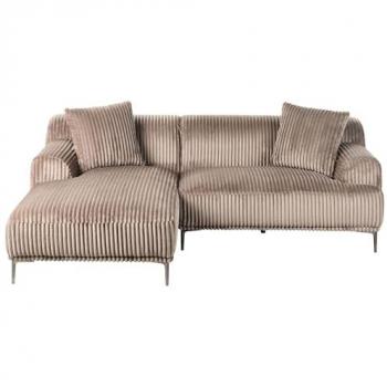 Beliani Light Brown Corduroy Corner Couch – 3‑Person Edition