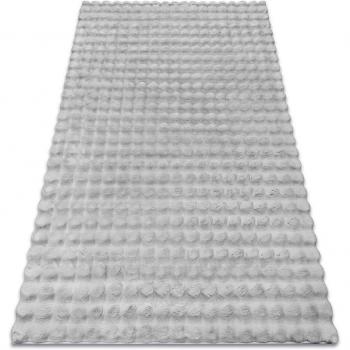 Tappetino Immagine 3D Grey con Pelliccia Coniglio Bubble Argento 21 60x100 cm