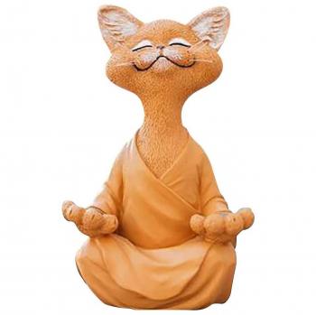 Estatua de Gato de Yoga Naranja