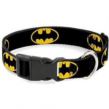 Buckle‑Down Schwarz/Gelb Bat-Schild Halsband für 40,6–58,4 cm