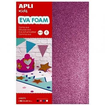 Blister de goma EVA purpurina A4