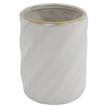 Porta Spazzolini Elegante Ceramica Bianco e Oro