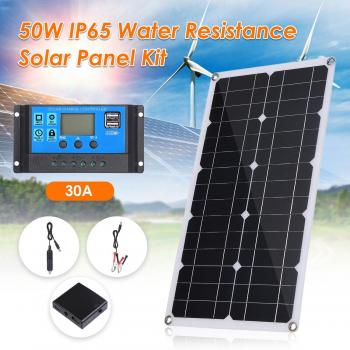 Panneau photovoltaïque 50W 12V, USB, monocristallin – Chargeur batterie + support clip