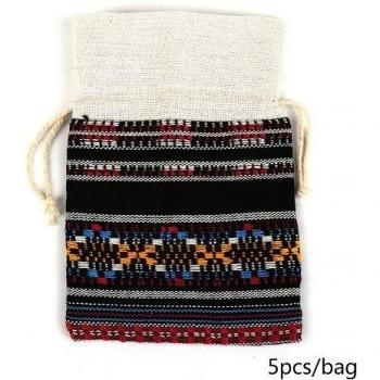 Pochette en tissu bohème, 5 pièces, 11x16cm, pour bijoux de Noël