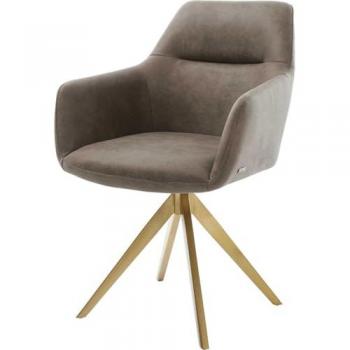 Chaise-pivotante Pejo-Flex taupe vintage cadre croisé angulaire or pivote sur 180°
