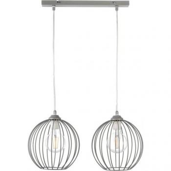 Melone 2 Light Wire Frame Pendant Ceiling Light, Grey