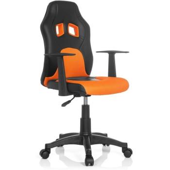 TEEN GAME AL Kinderstuhl hjh OFFICE – Kunstleder, schwarz-orange, mit Drehfunktion
