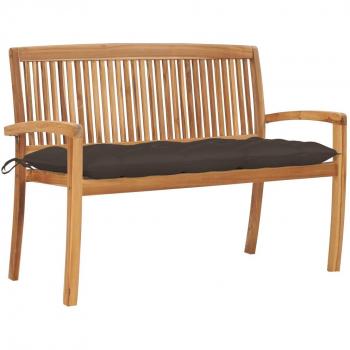 Komfortable Teak Gartenbank mit Kissen 128,5 cm