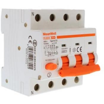 RCBO MeanWell Interruttore Magnetotermico Differenziale 3P+N Curva C 25A 300mA