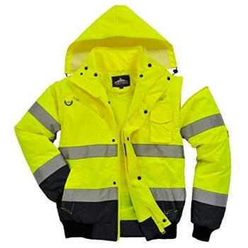 Oxford Weave 300D Class 3 Hi Vis Contrast Bomber Jacket Yellow / Navy 6XL