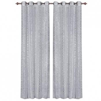 Cortinas de interior con ojales 140x280 cm gris semitransparente