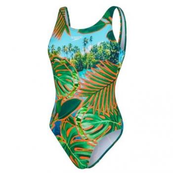 Speedo Women's Digital Placement U-Back Swimsuit Multicolor Elastane Size 8 UK