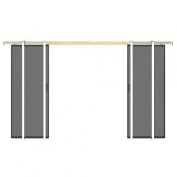 Porta Scorrevole Doppia con Incasso, 205 x 93 cm, Alluminio & Vetro Temperato Fumé (Linci II)