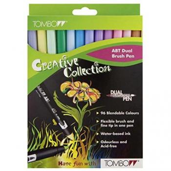 Lot de 12 feutres pinceaux 2 pointes Tombow pastel ABT‑12C‑2