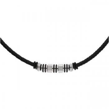 Hochwertiger Lederhalsband “Charrel” – Schwarz – 50 cm – Edelstahl‑Einfänger