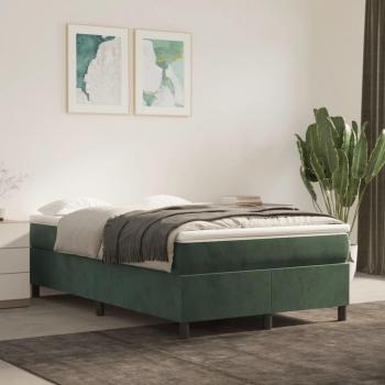Samtiges Boxspringbett in Dunkelgrün 120x200 cm