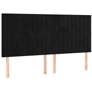 Testiera a LED Nera 160x5x118/128 cm in Vellutocod mxl 73820