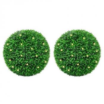 Décorations buisson artificiel avec LED, paire de sphères vertes de 55 cm
