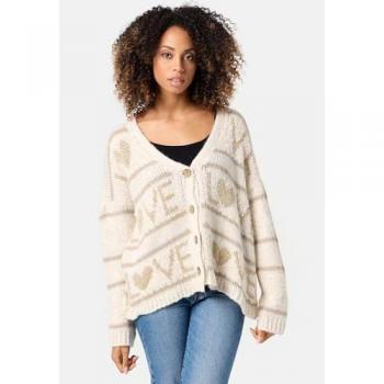 PM SELECTED Damen Strickjacke mit Love Muster in Einheitsgröße PM68
