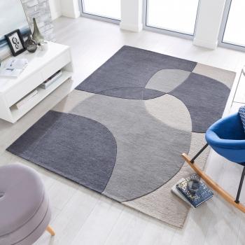 Tapis en pure laine gris 120 x 170 cm avec relief