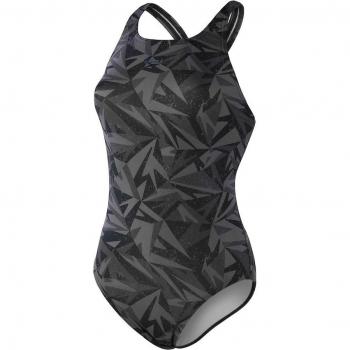 Bañador de mujer Speedo Boom Logo Allover Medalist negro gris