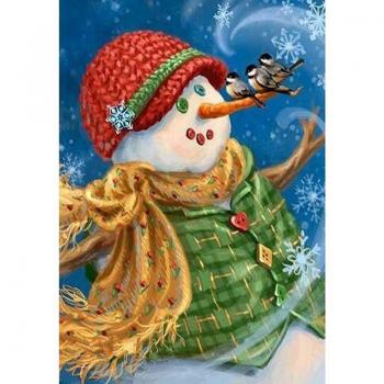 Weihnachts-Diamanten-Stickerei 5D – Schneemann, 20×30 cm