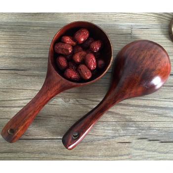 Louche ronde en bois foncé