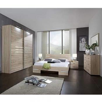 Chambre adulte en panneaux de particules imitation chêne 160 x 200 cm -PEGANE
