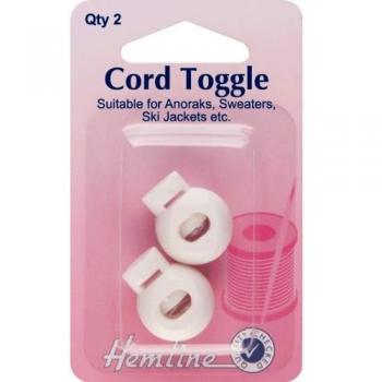 H459/WHT White Single Hole Toggles for Anoraks, Sweaters, and More