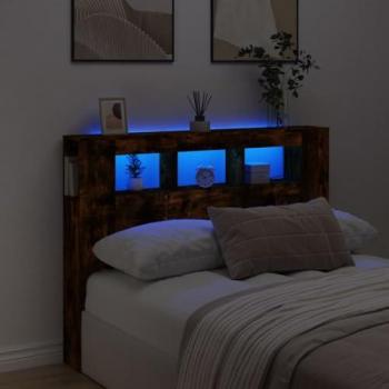 Cabecero LED 140x18,5x103,5 cm Madera Ingeniería Roble Ahumado