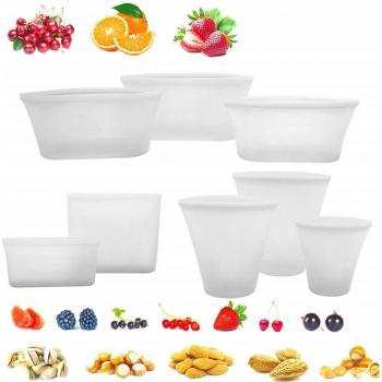 8Pcs Stand Up Zipper Silicone Bags