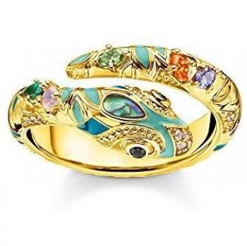 Anillo Thomas Sabo serpiente multicolor en plata y oro de 18k