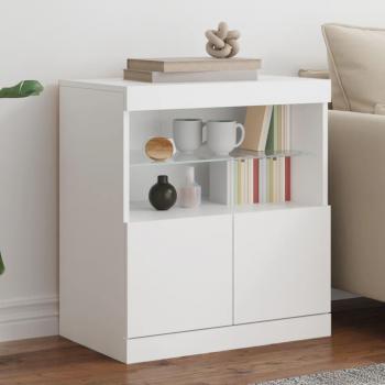 White Sideboard with LED Lights 60x37x67 cm vidaXL