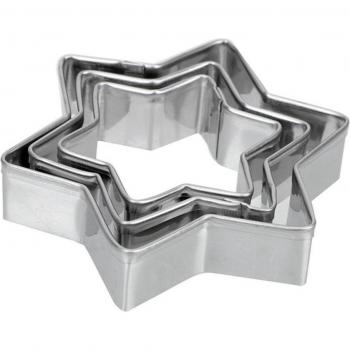 Juego de 3 moldes para galletas: corazón, estrella y flor