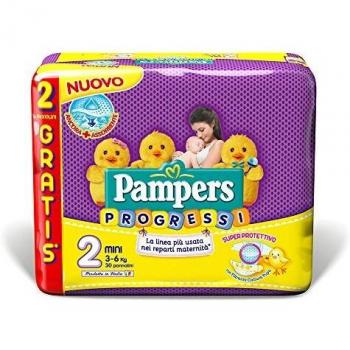 Pampers Progressi Pannolini Mini, Taglia 2 (3-6 kg), 30 Pannolini